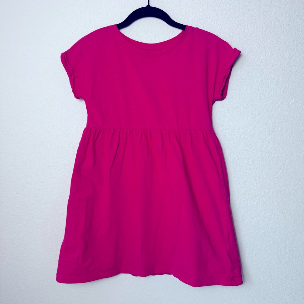 Gap Kids Girls Bright Pink Short Sleeve Babydoll Dress 8 Medium